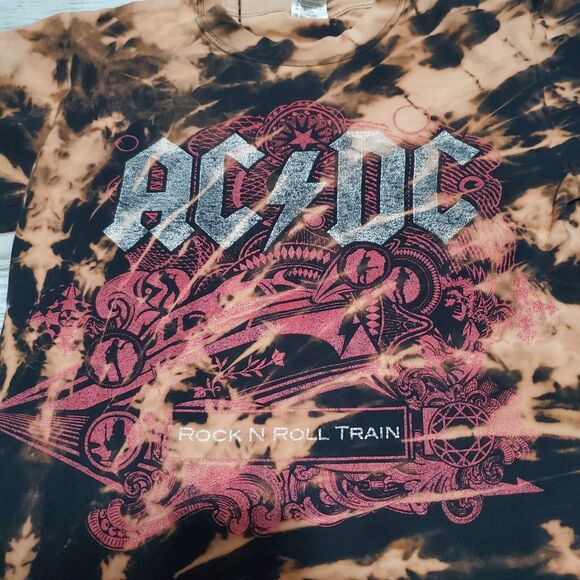 ACDC Black Ice Tour Shirt Reverse Tye Dye Shirt Size Small Hand Tye Dyed - Picture 3 of 4